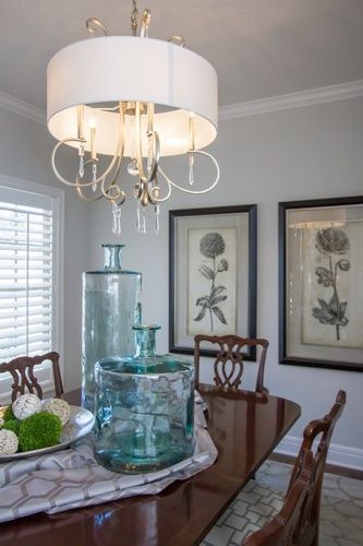 Beautiful Chandelier above Dining Table by R Designs, LLC - Interior Design Kansas City