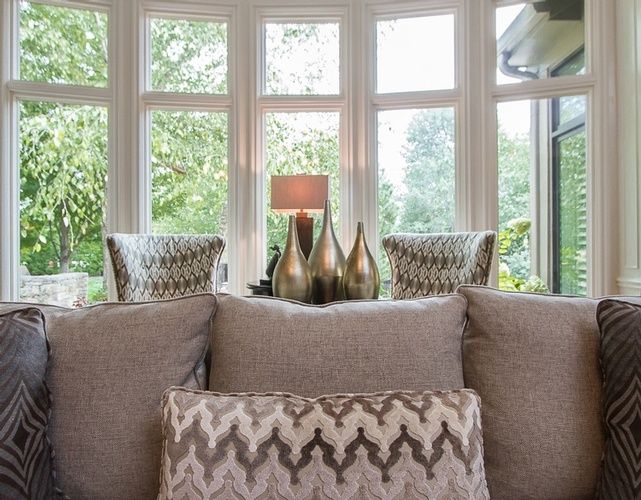 Sofa with Throw Pillows near Window -  Interior Decor by R Designs, LLC